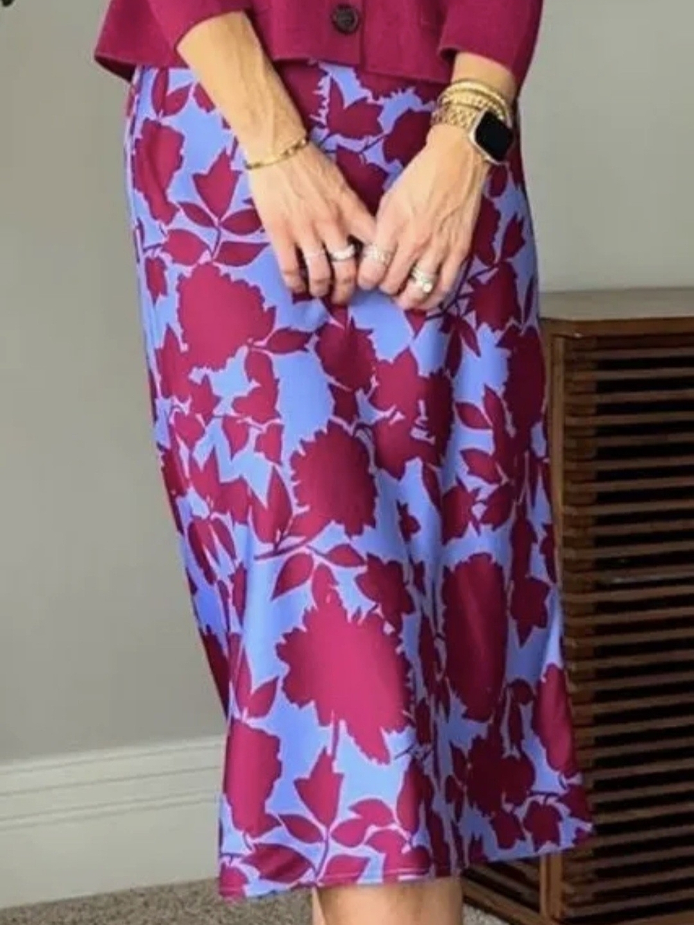 J. Crew Bias Slip Skirt in Bright Burgundy Hydrangea